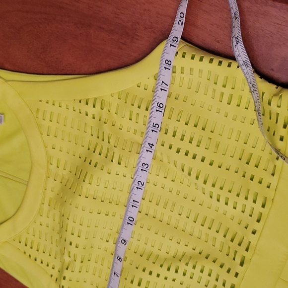 Spense Neon Green Lazor Cut Sleeveless Pleated Dress Size 14 - Picture 7 of 9